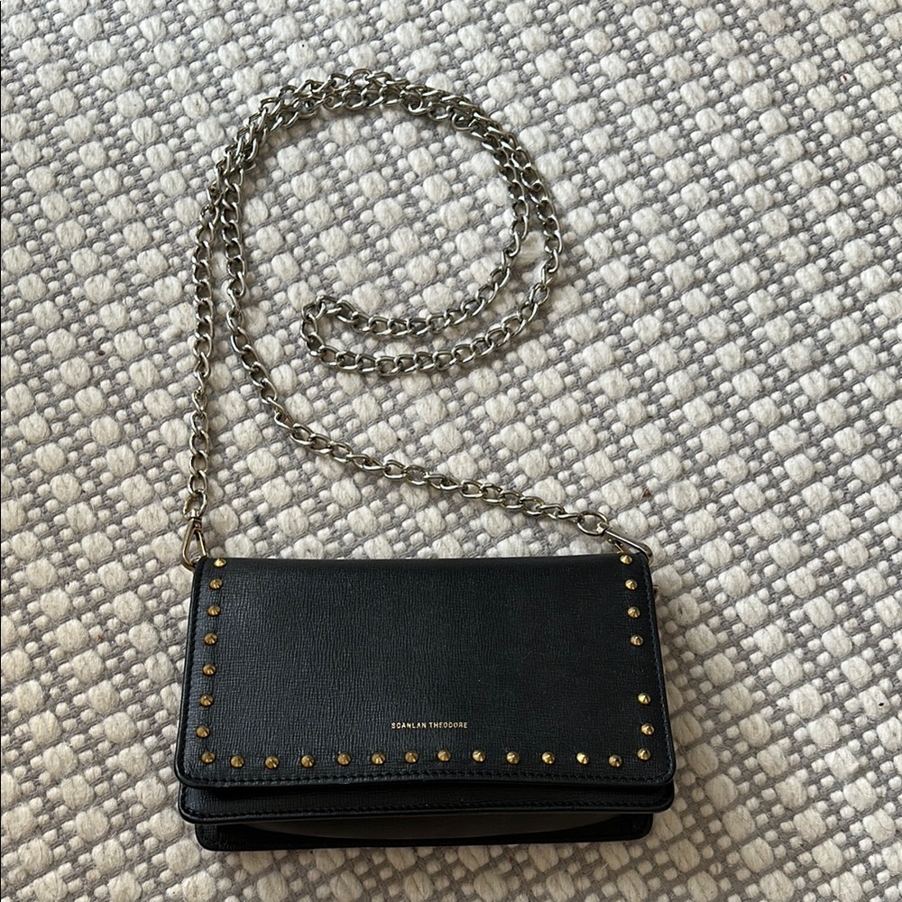 Scanlan Theodore Black and Gold Crossbody Bag with Chain Strap